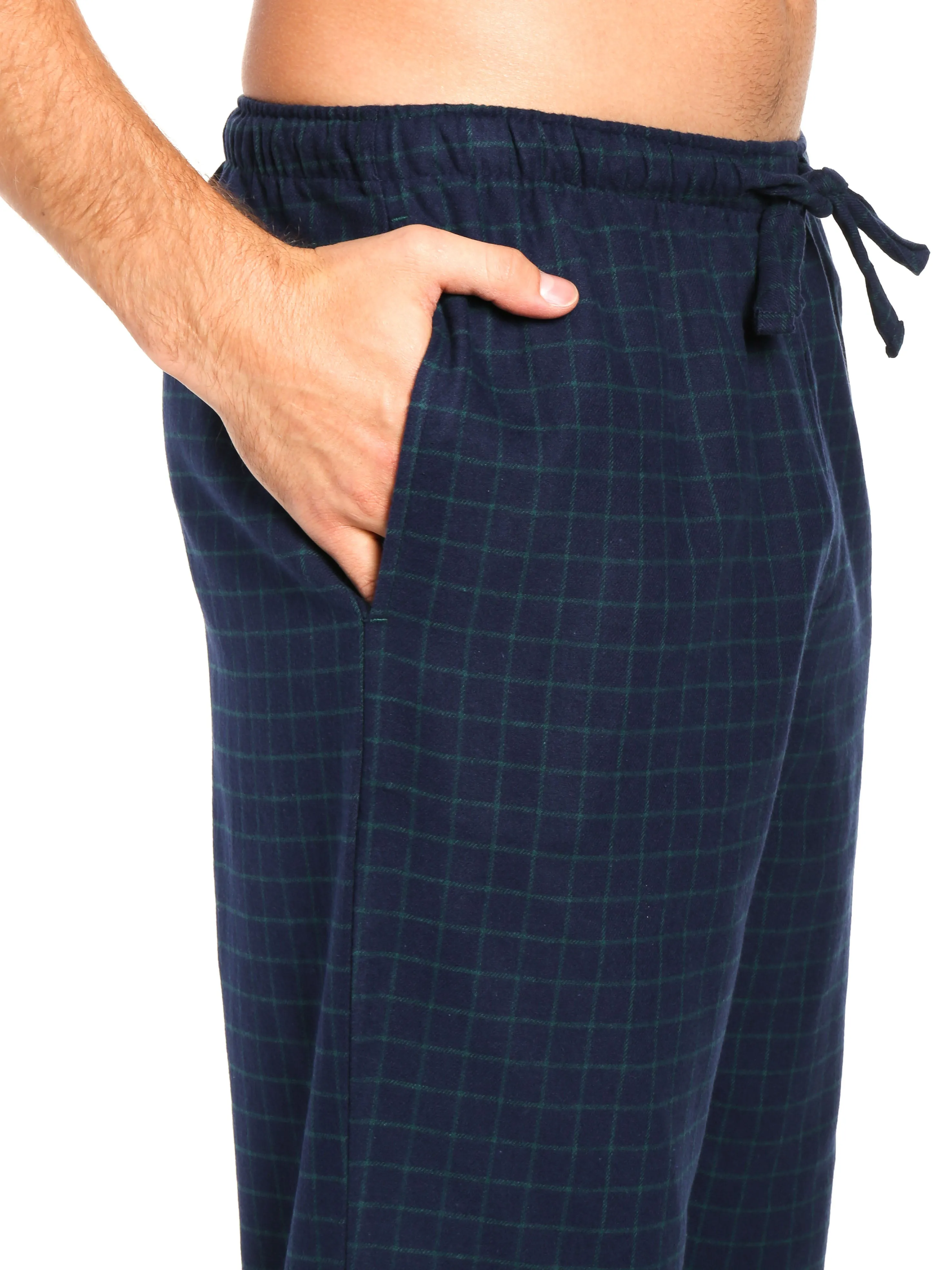 Men's 100% Cotton Flannel Lounge Pants - 2 Pack