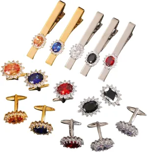 Men's Crystal Cufflinks Set, Circle Cufflinks, Wedding Cufflinks, Bridal Cufflinks