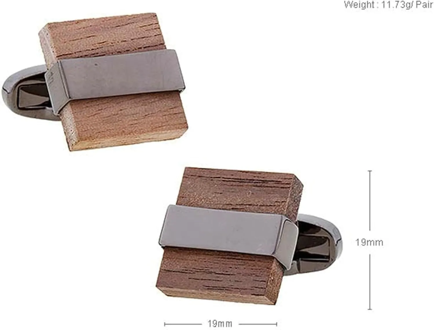 Men's Cuff Links, Black Cufflinks for Men Stainless Steel Rectangular & Square for Man Business Wedding