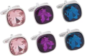 Men's Cufflinks for Tuxedo 3 Pairs of Diamond Cufflinks Jewelry Set for Wedding and Business