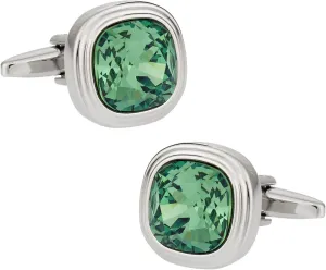 Mens Erinite Green Crystal Cufflinks with Travel Presentation Gift Box