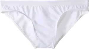 Mens Ice Silk Underwear Sexy Transparent Briefs Low Waist Lingerie Seamless Breathable Panties Summer Sportwear White
