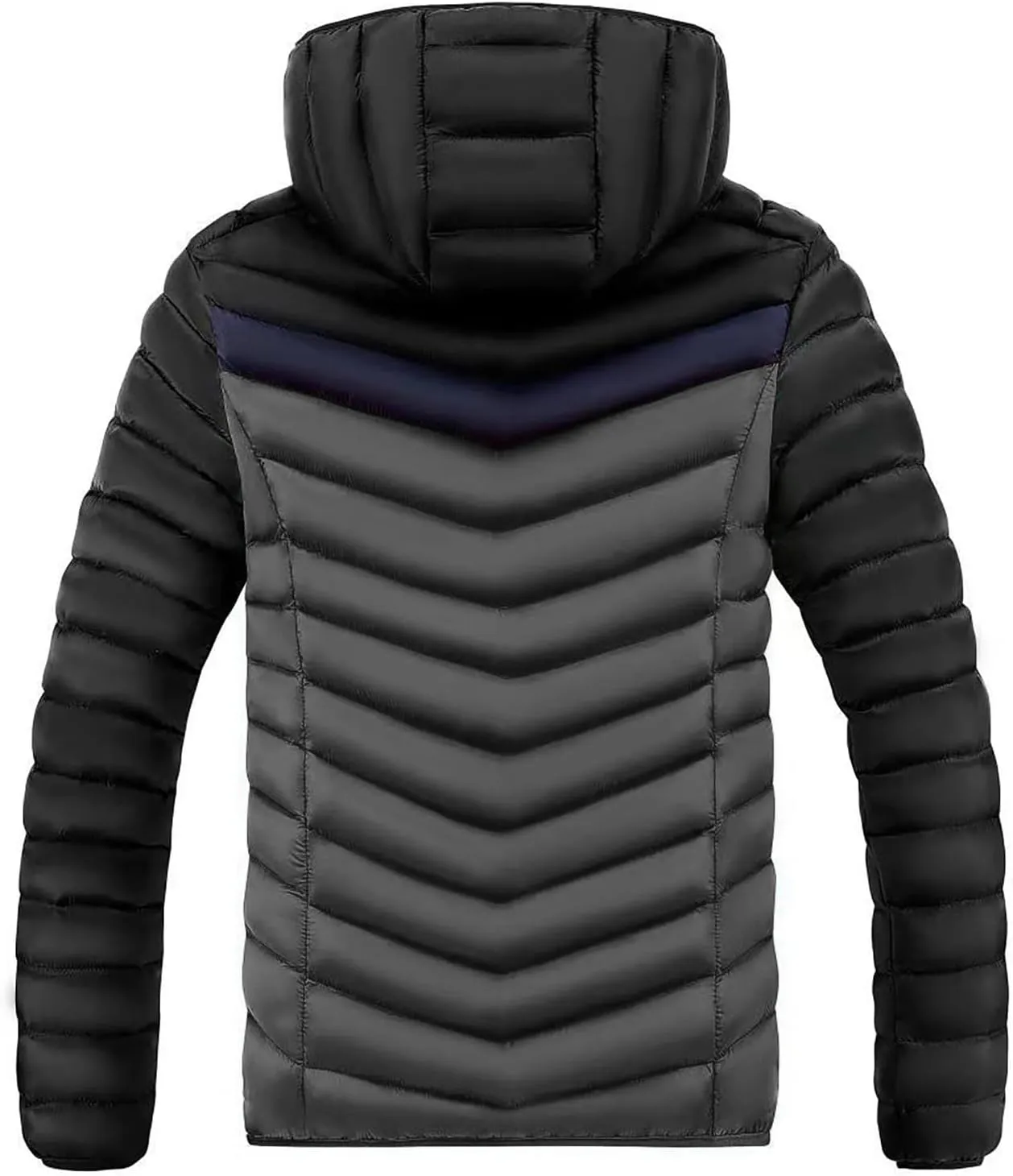 Men's Lightweight Puffer Jacket Zip Up Quilted Down Jacket Water-Resistant Hooded Winter Coat Padded Insulated Winter Jackets
