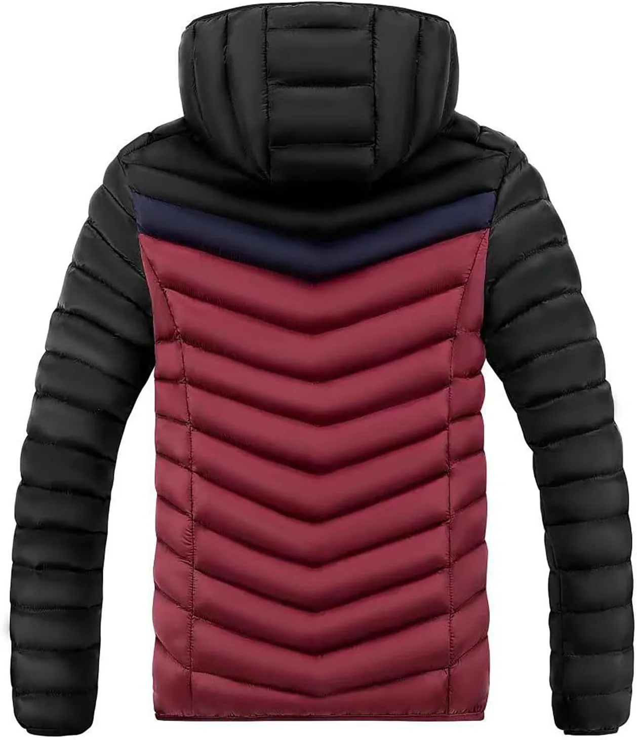 Men's Lightweight Puffer Jacket Zip Up Quilted Down Jacket Water-Resistant Hooded Winter Coat Padded Insulated Winter Jackets