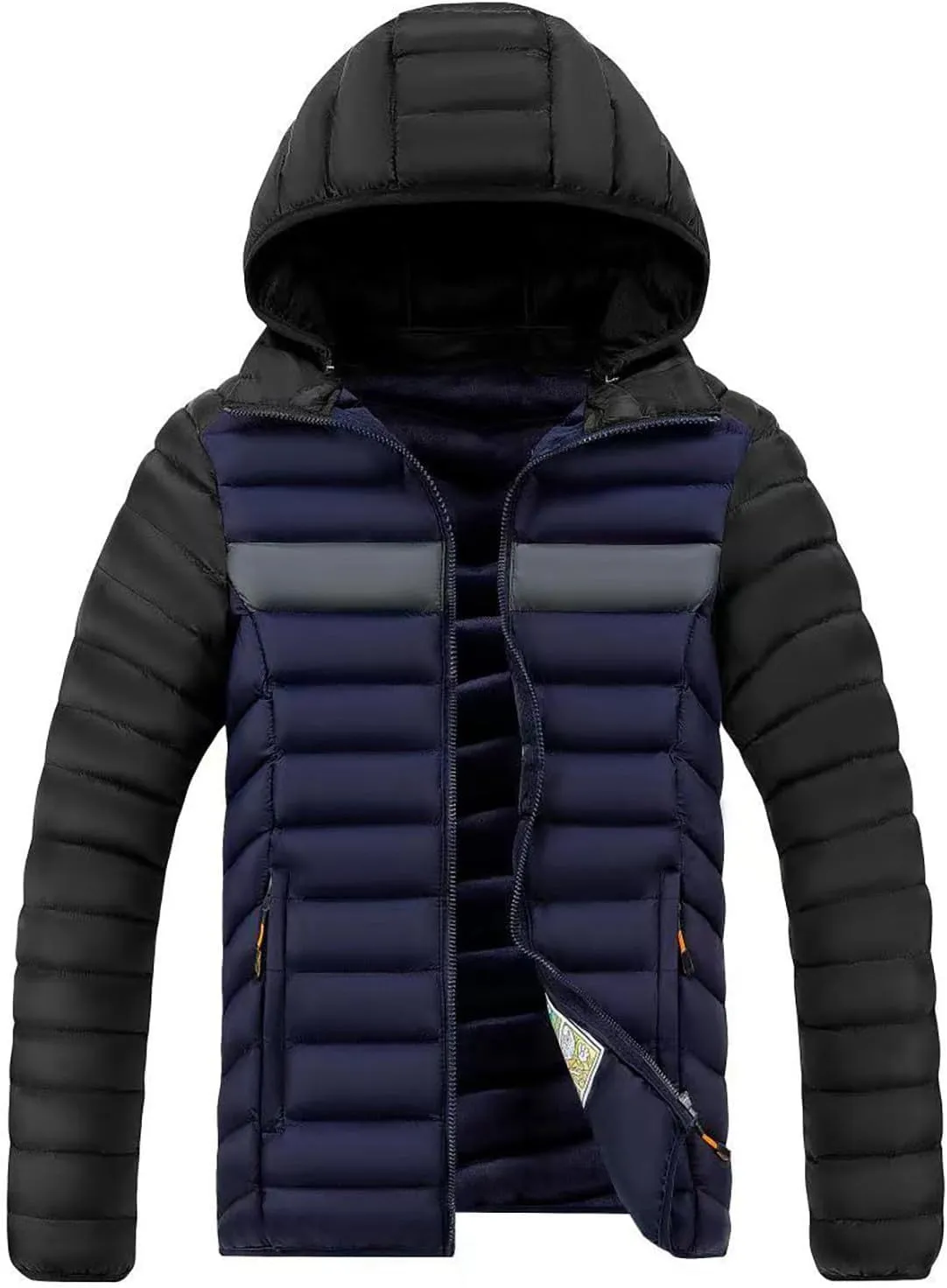 Men's Lightweight Puffer Jacket Zip Up Quilted Down Jacket Water-Resistant Hooded Winter Coat Padded Insulated Winter Jackets