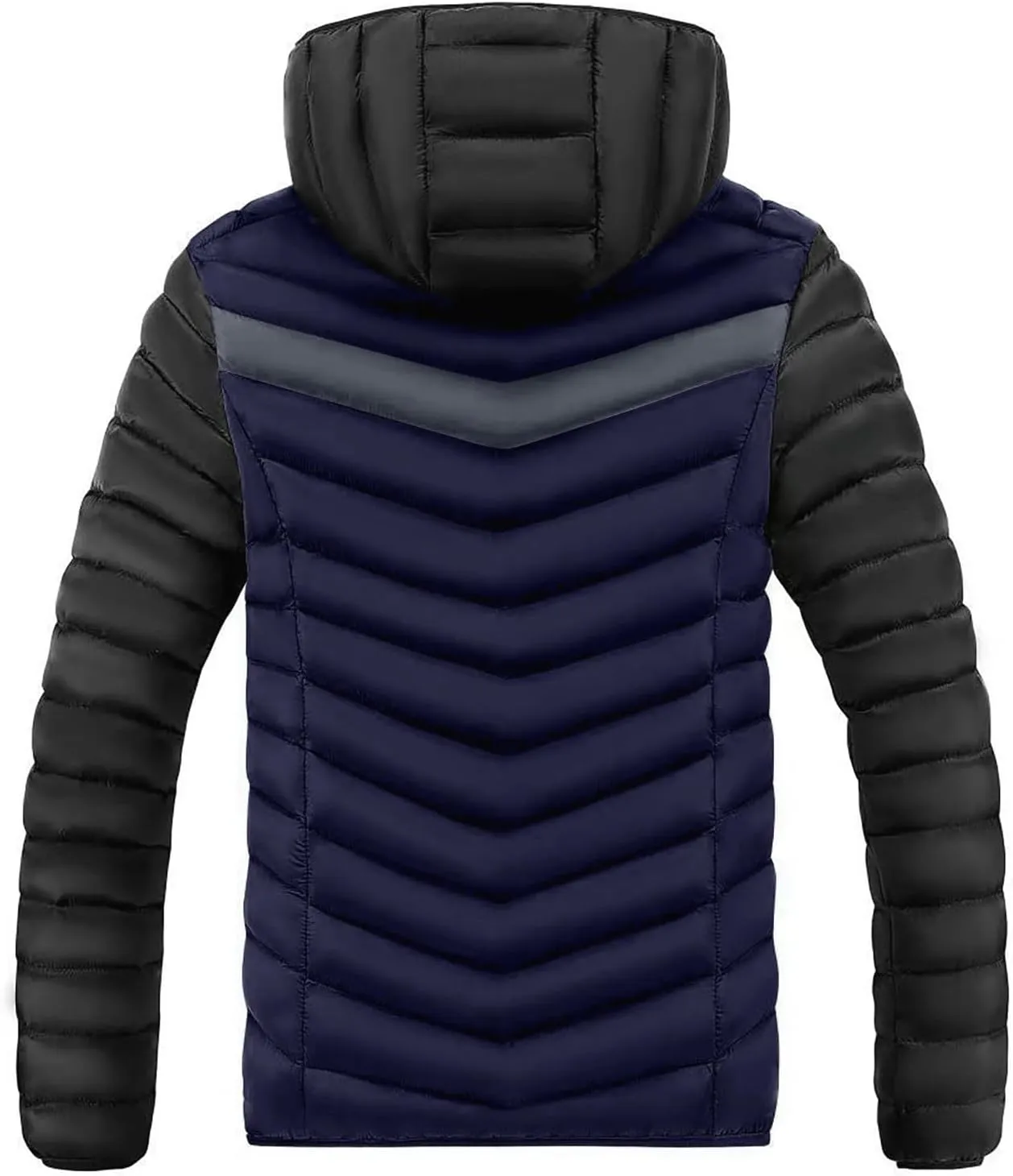Men's Lightweight Puffer Jacket Zip Up Quilted Down Jacket Water-Resistant Hooded Winter Coat Padded Insulated Winter Jackets