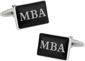 Mens MBA Cufflinks Masters Business Administration Graduation Achievement Cuff Links with Travel Presentation Gift Box