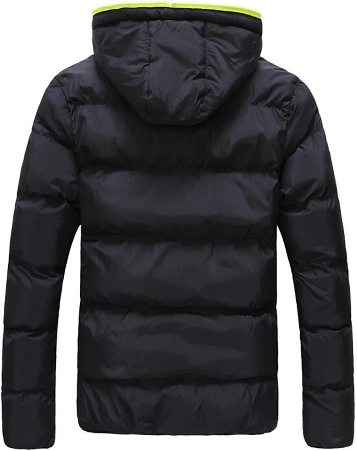 Mens Puffer Jacket with Hood Full Zip Up Padded Quilted Jacket Thick Insulated Down Jackets Winter Jackets Coats Outerwear