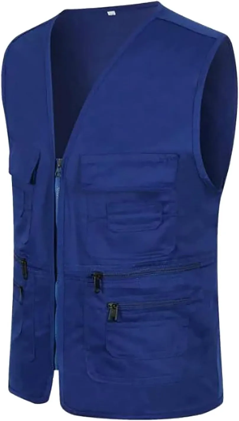 Men's Running Vest Outerwear Travel Fishing Utility Safari Vest with Pockets Outdoor Sleeveless Jacket for Golf