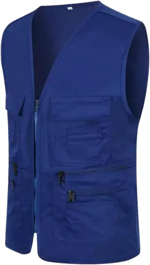 Men's Running Vest Outerwear Travel Fishing Utility Safari Vest with Pockets Outdoor Sleeveless Jacket for Golf