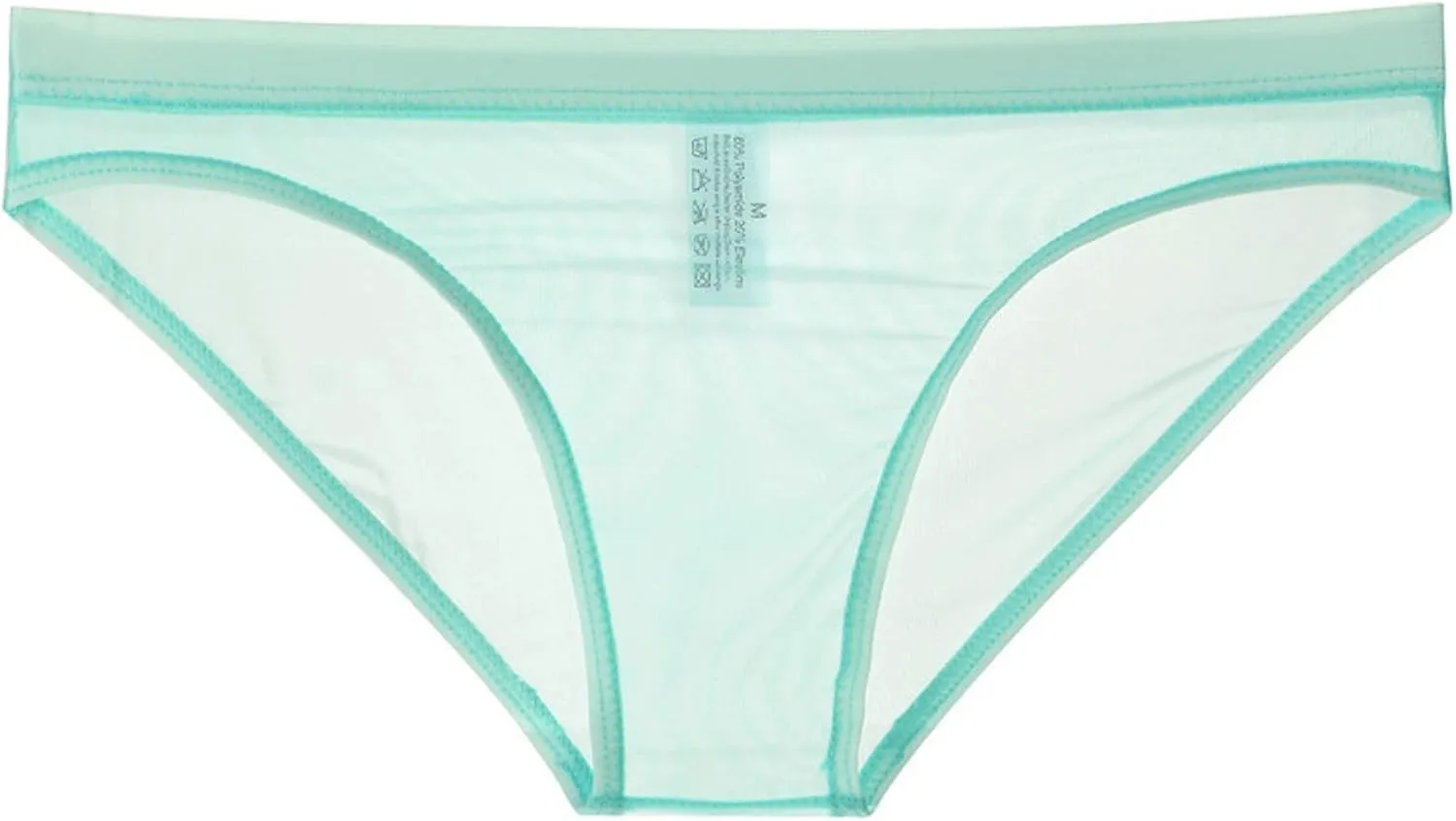 Men's Underwear Sexy Mesh Breathable Briefs See Through Lingerie Low Rise Seamless Panties Summer Cool Underpants Light Blue