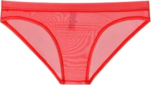 Men's Underwear Sexy Mesh Breathable Briefs See Through Lingerie Low Rise Seamless Panties Summer Cool Underpants Red