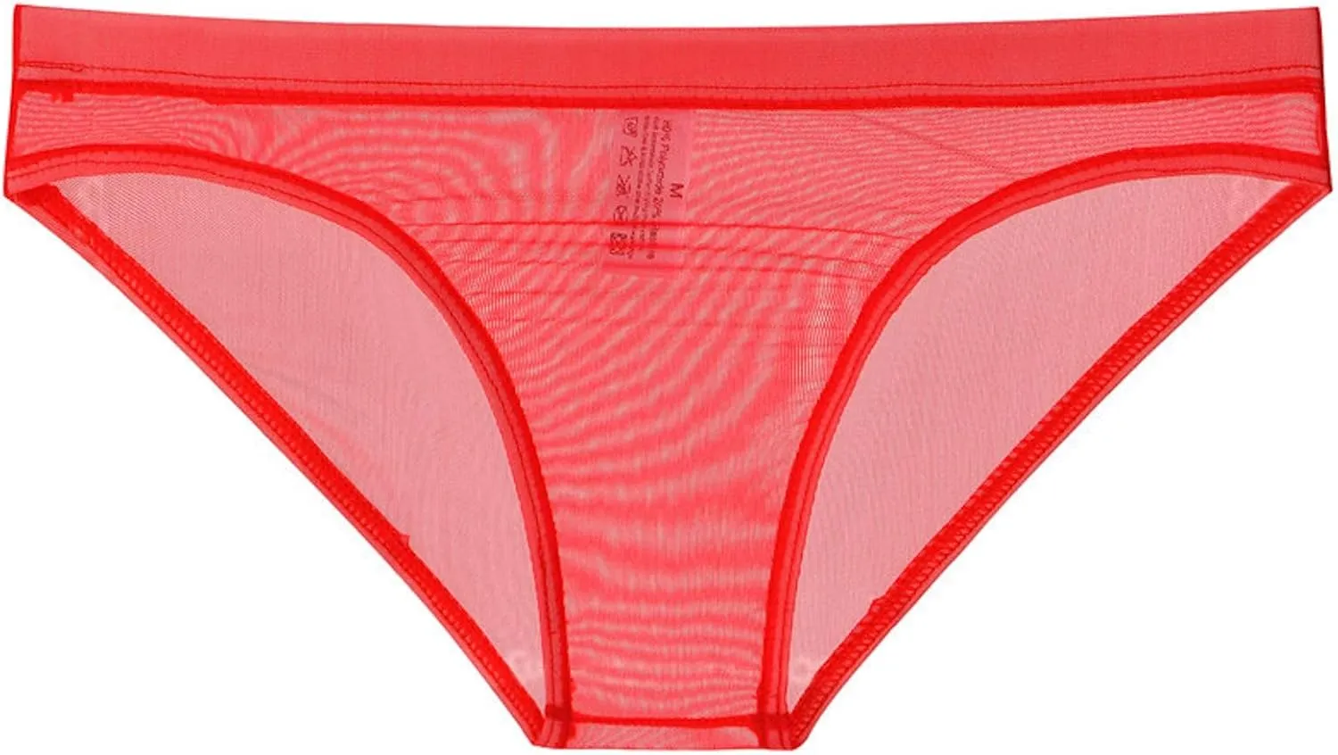 Men's Underwear Sexy Mesh Breathable Briefs See Through Lingerie Low Rise Seamless Panties Summer Cool Underpants Red