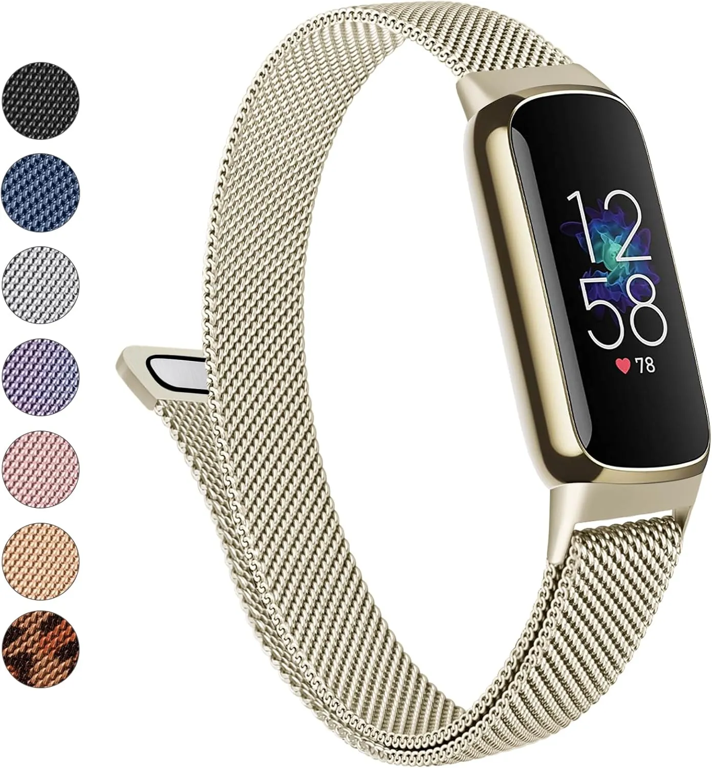 Metal Band for Fitbit Luxe Bands Women Men, Stainless Steel Mesh Loop Adjustable Magnetic Wristband Replacement Strap Compatible with Fitbit Luxe Fitness and Wellness Tracker