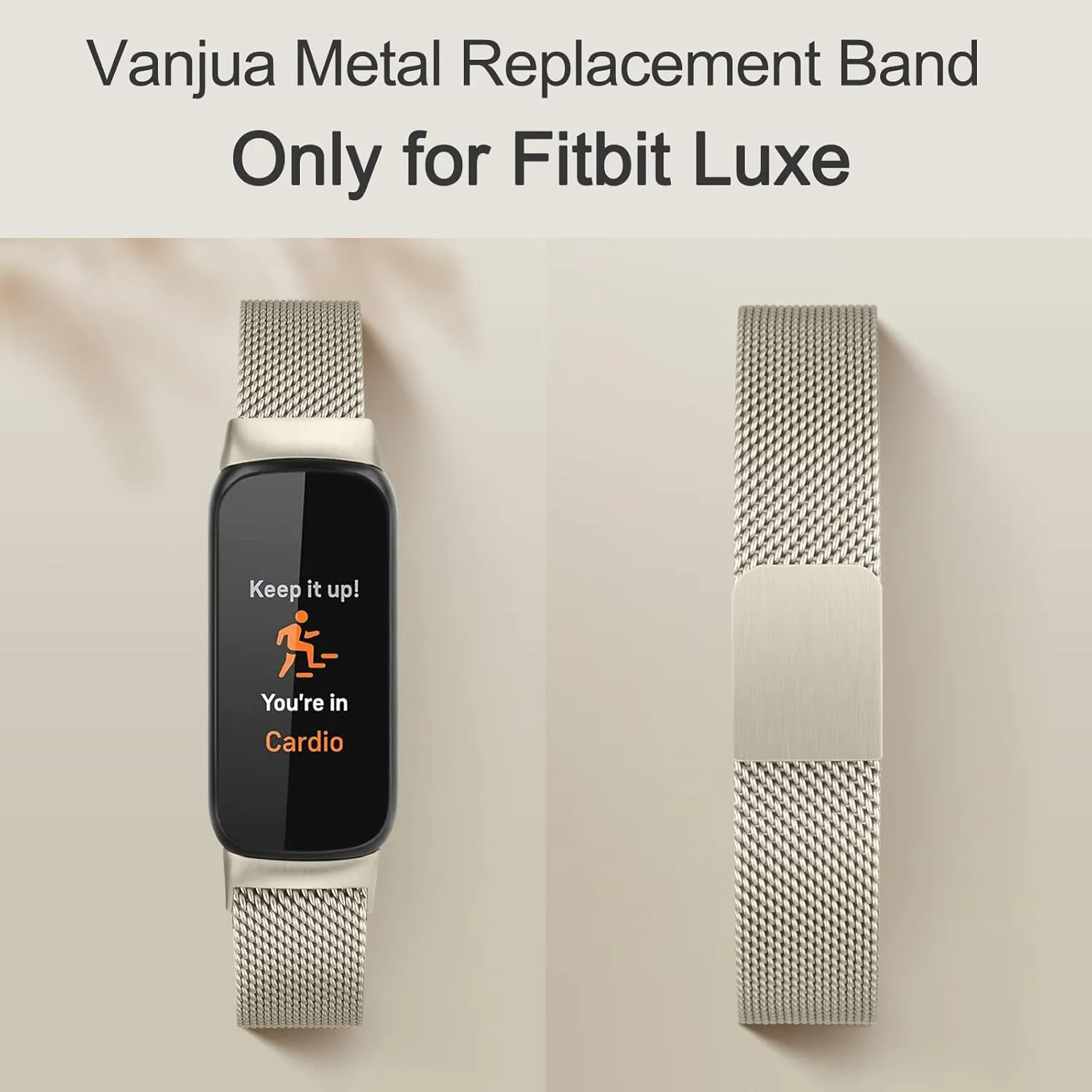 Metal Band for Fitbit Luxe Bands Women Men, Stainless Steel Mesh Loop Adjustable Magnetic Wristband Replacement Strap Compatible with Fitbit Luxe Fitness and Wellness Tracker