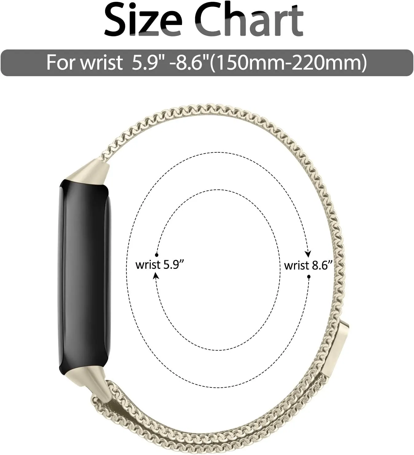 Metal Band for Fitbit Luxe Bands Women Men, Stainless Steel Mesh Loop Adjustable Magnetic Wristband Replacement Strap Compatible with Fitbit Luxe Fitness and Wellness Tracker