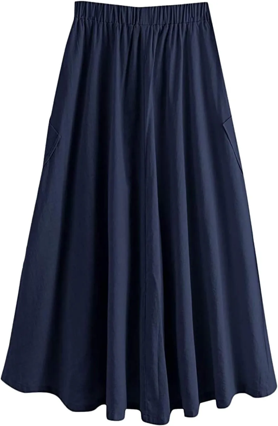 Midi Skirt for Women Women's Casual High Waist Pleated A Line Midi Skirt with Pocket Women Skirts Midi Length