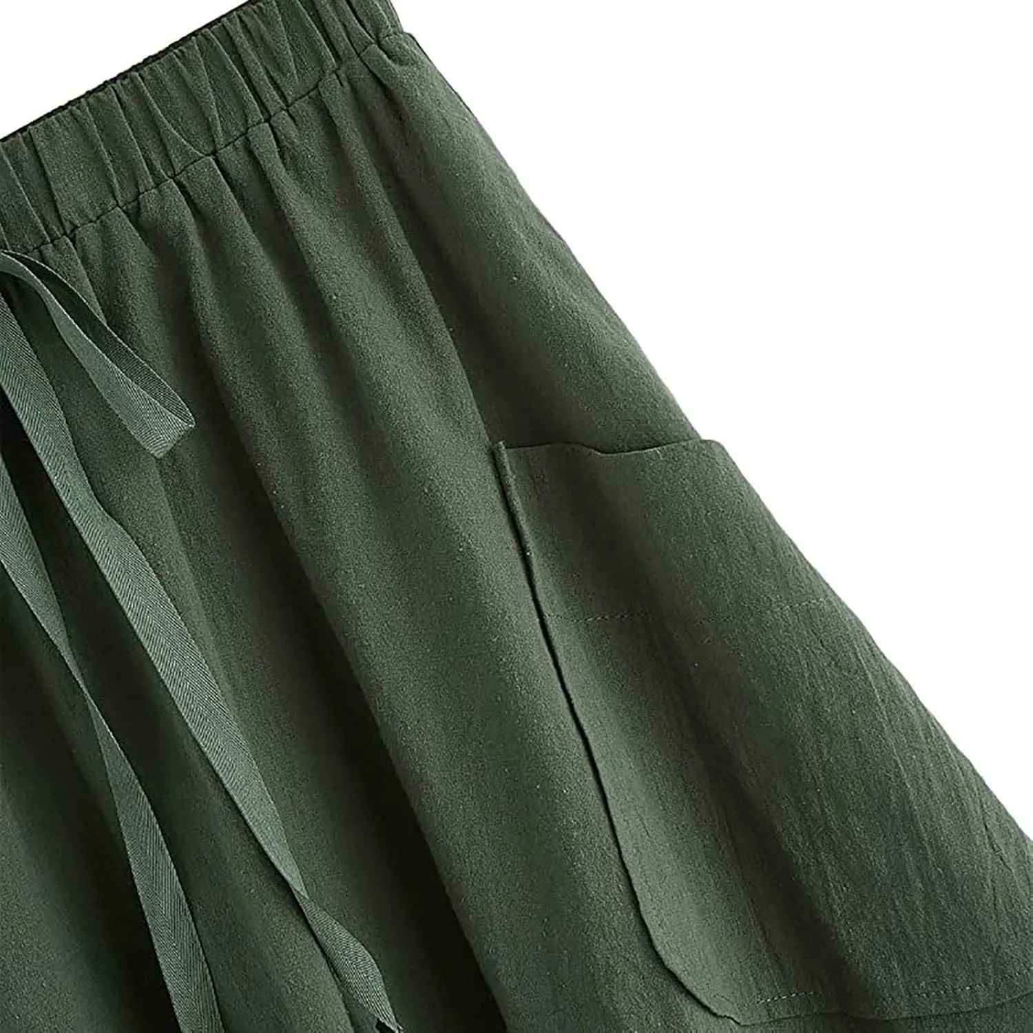 Midi Skirt for Women Women's Casual High Waist Pleated A Line Midi Skirt with Pocket Women Skirts Midi Length