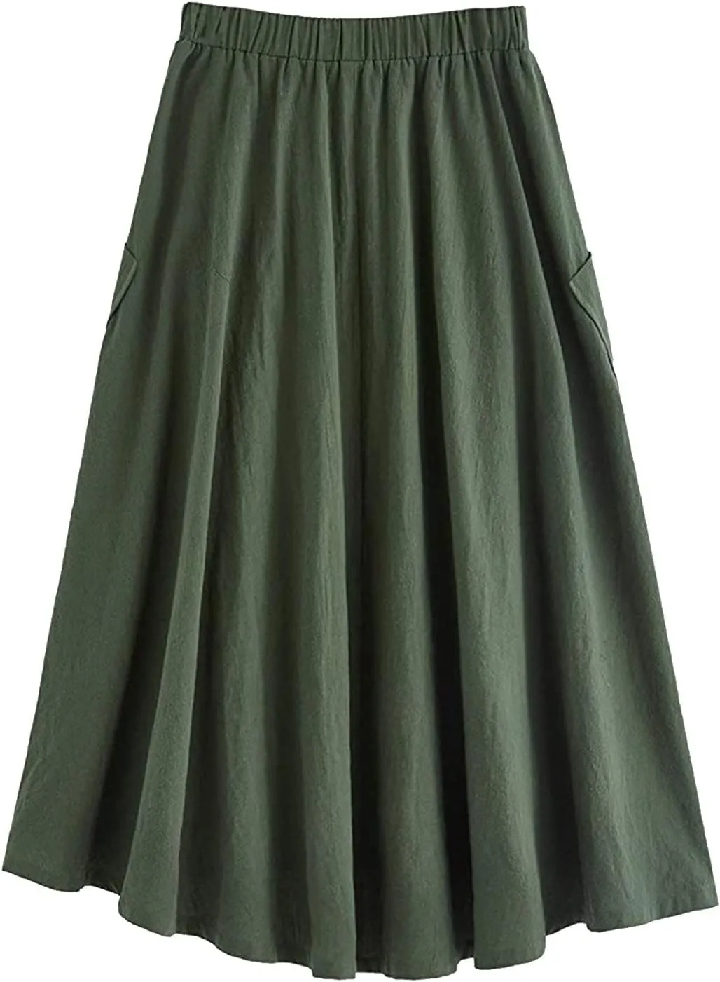 Midi Skirt for Women Women's Casual High Waist Pleated A Line Midi Skirt with Pocket Women Skirts Midi Length