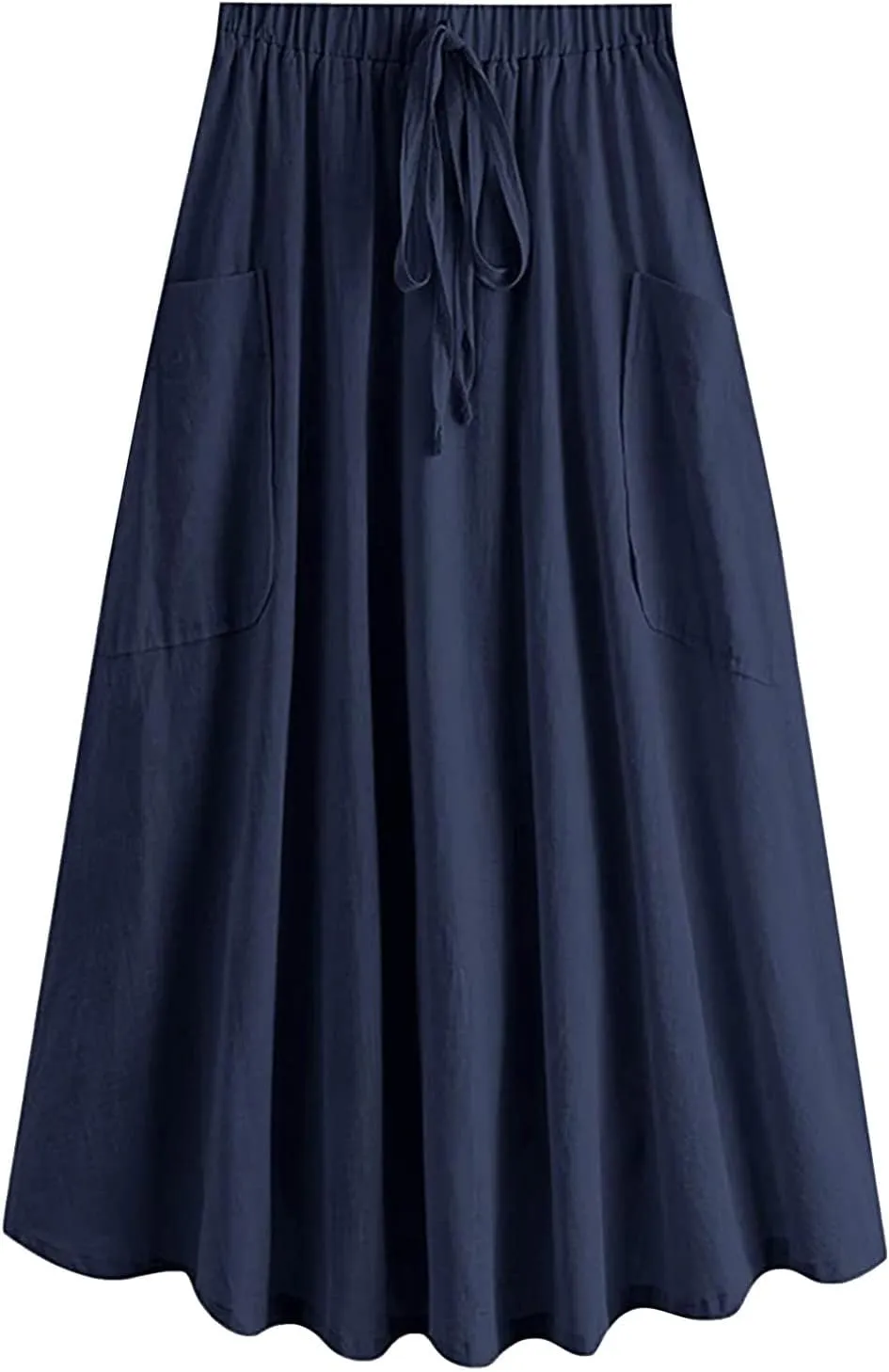 Midi Skirt for Women Women's Casual High Waist Pleated A Line Midi Skirt with Pocket Women Skirts Midi Length