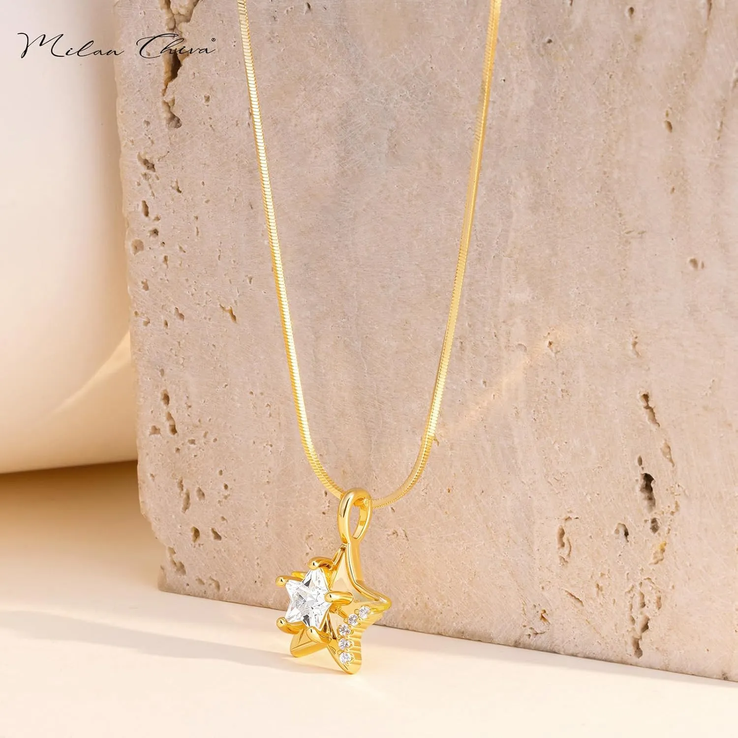 Milan Chiva Gold Heart Pendant Necklaces for Women 14K Plated Dainty Gemstone Statement Chains Jewelry