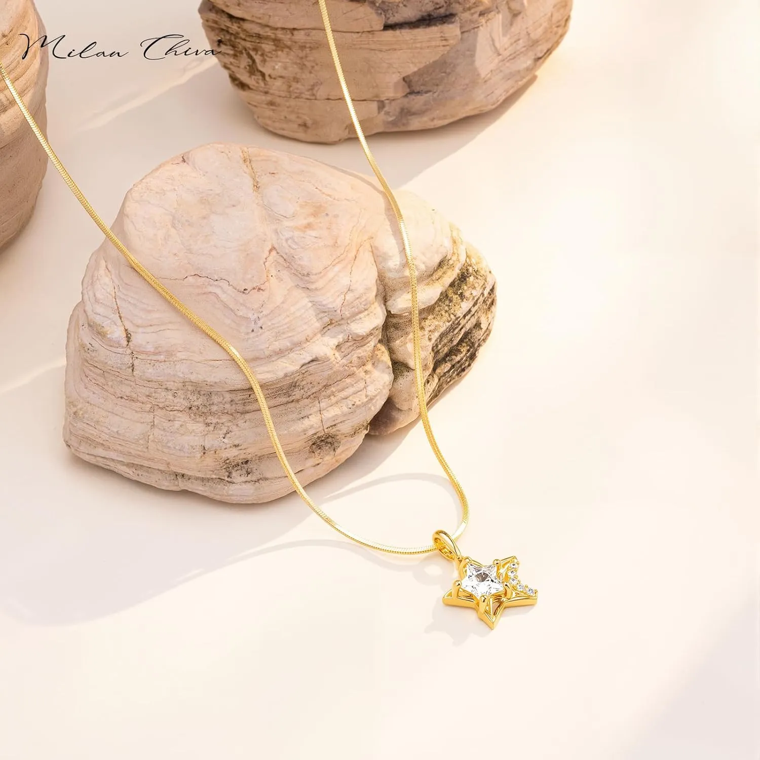 Milan Chiva Gold Heart Pendant Necklaces for Women 14K Plated Dainty Gemstone Statement Chains Jewelry