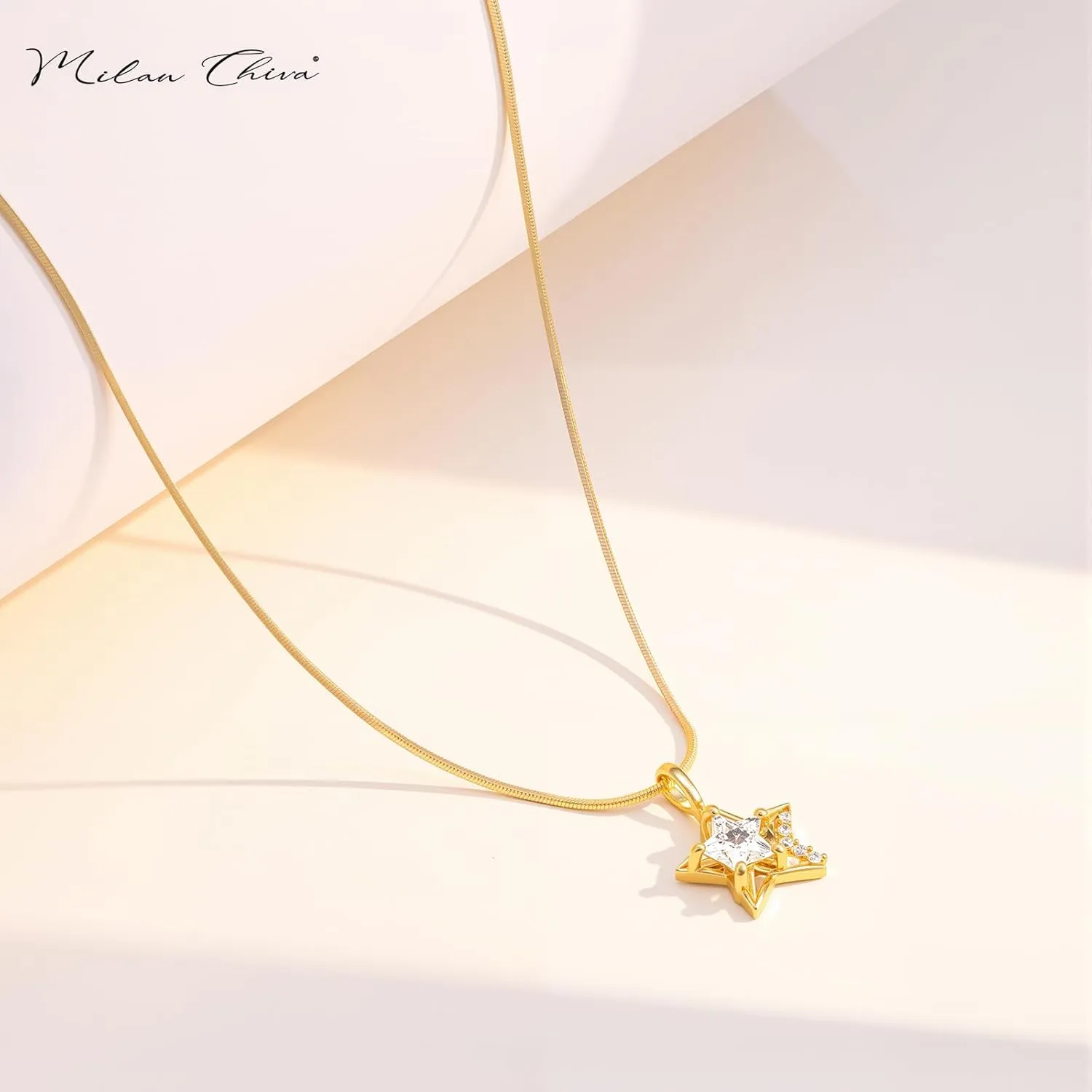 Milan Chiva Gold Heart Pendant Necklaces for Women 14K Plated Dainty Gemstone Statement Chains Jewelry
