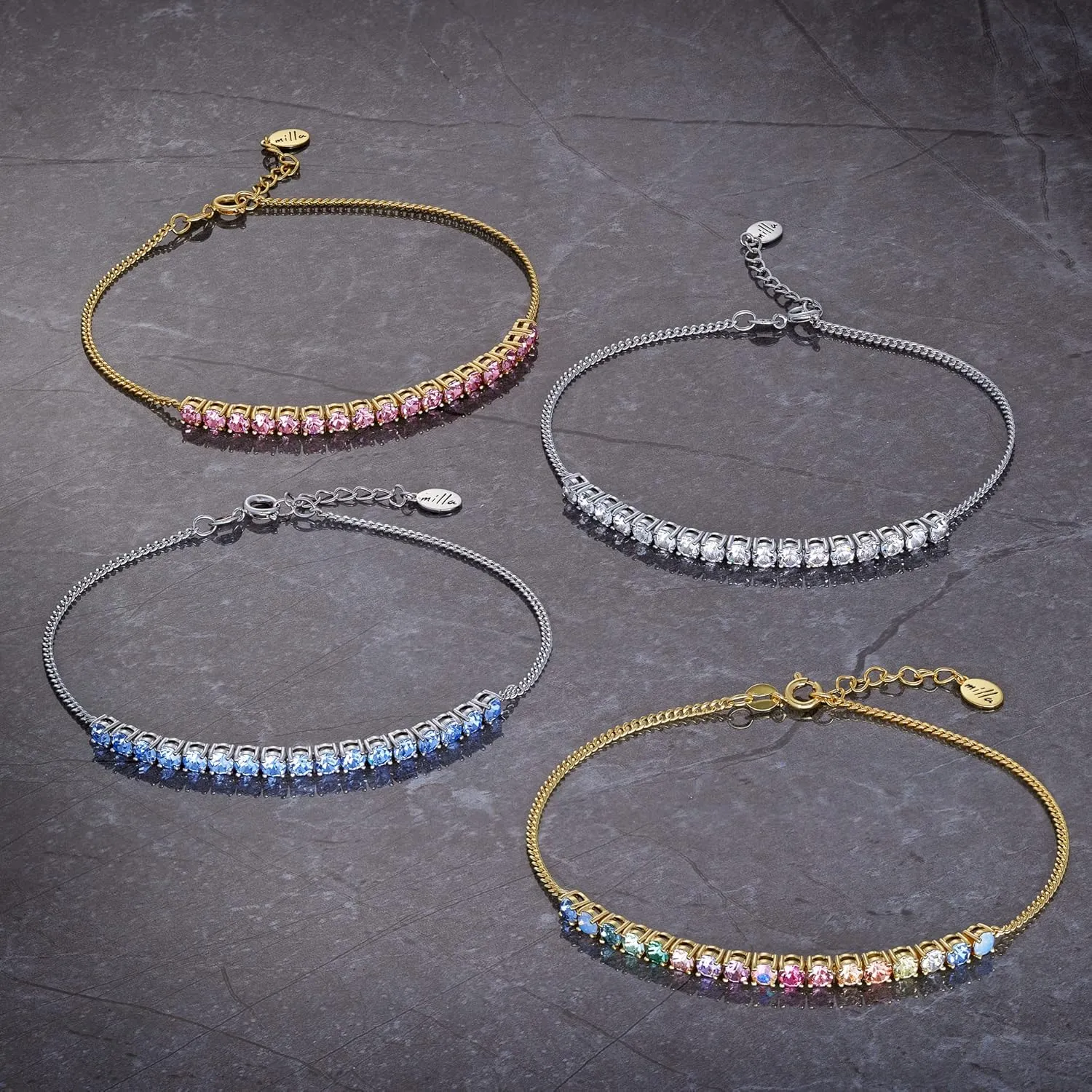 Milla Anklets for Women Waterproof - 14K Gold Plated Anklets and Sterling Silver Plated Ankle Bracelets for Women.