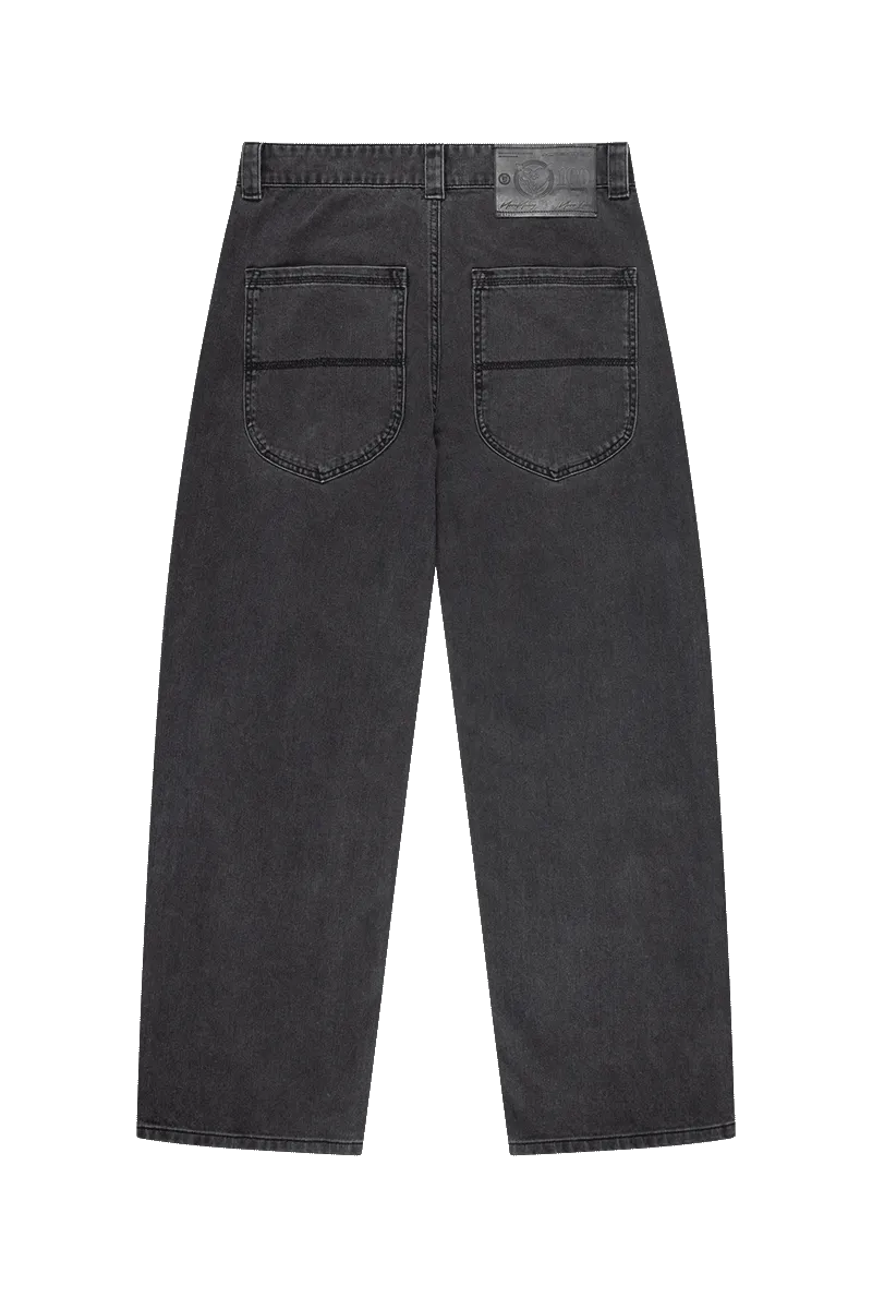 MORE MONEY LOGO BAGGY DENIM ALL BLACK