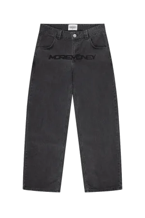 MORE MONEY LOGO BAGGY DENIM ALL BLACK