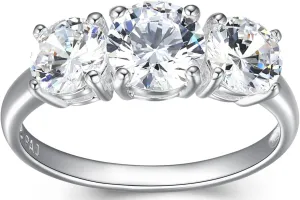 MORGAN & PAIGE .925 Sterling Silver Engagement Rings for Women - Promise Ring Prong-Set Three Stone Cubic Zirconia Ring or Genuine Garnet Ring, Wedding Bands for Women Sterling Silver Rings Size 5-9