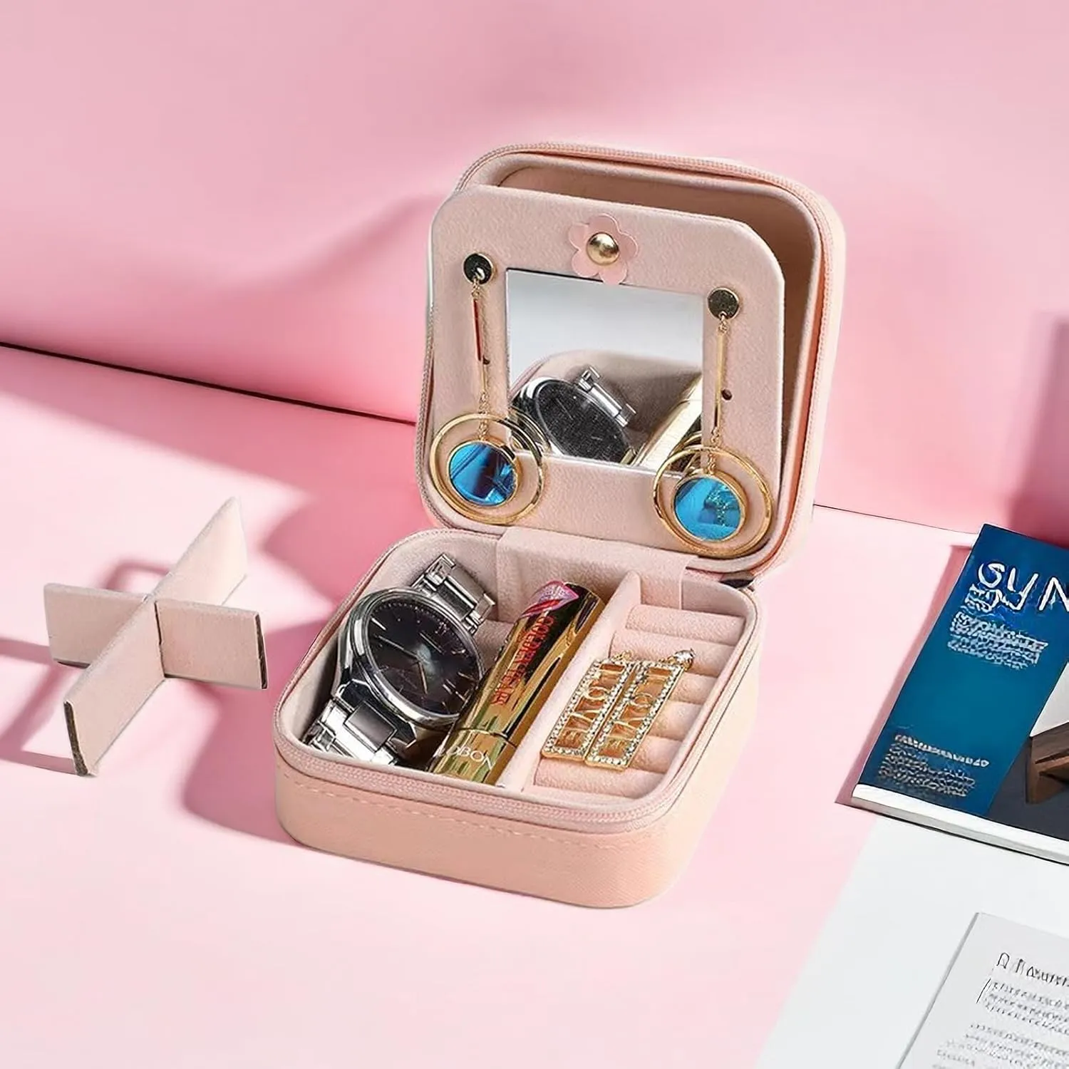 Mother's Day Gift Jewelry Box Organizer Travel Jewelry Case for Girls, Kids Jewelry Boxes, Personalized Mom Birthday Gift Pink