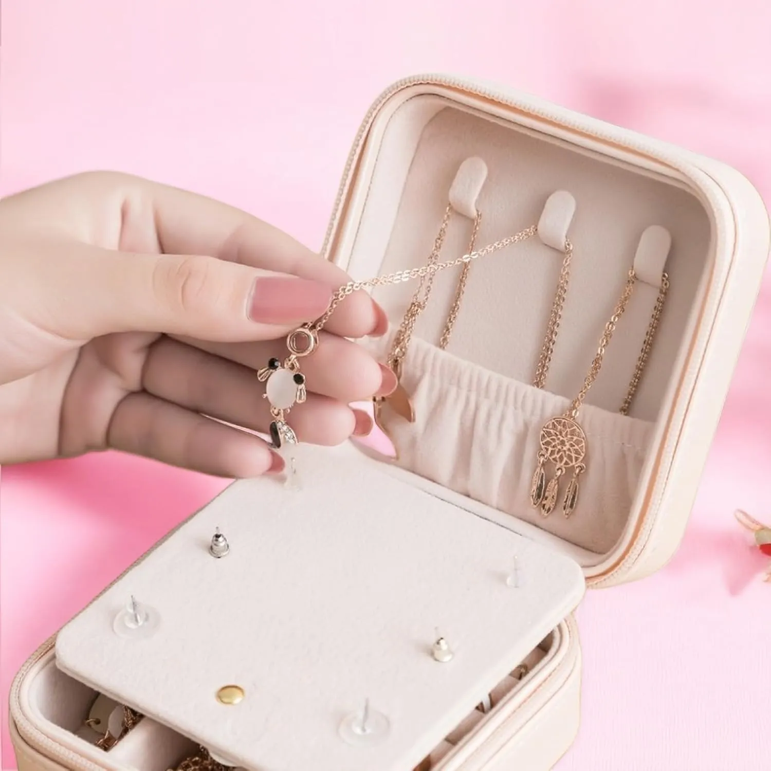 Mother's Day Gift Jewelry Box Organizer Travel Jewelry Case for Girls, Kids Jewelry Boxes, Personalized Mom Birthday Gift Pink