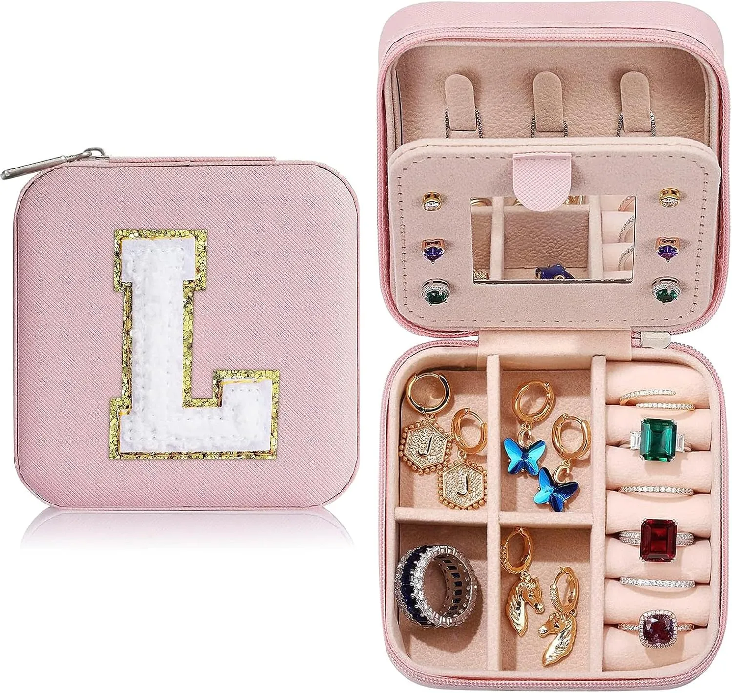Mother's Day Gift Jewelry Box Organizer Travel Jewelry Case for Girls, Kids Jewelry Boxes, Personalized Mom Birthday Gift Pink