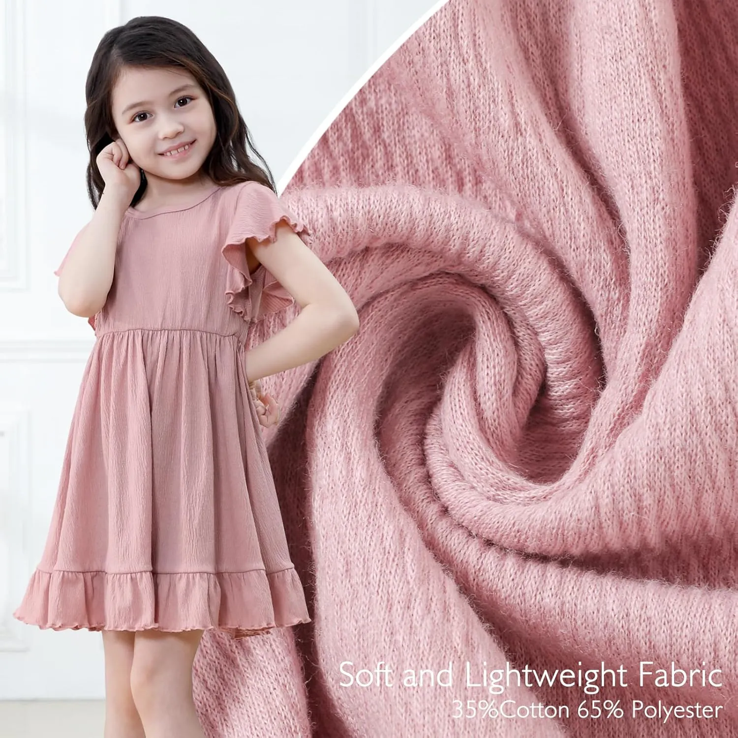 Neutocd Toddler Girl Dress Ruffled Short Sleeve Flowy Tiered Kid Baby Girl Summer Party Beach Boho Swing Dress Sundress
