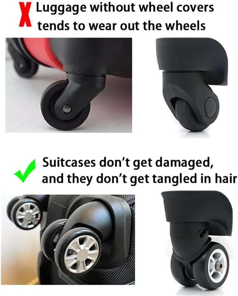 New Luggage Protection Covers, 8Pcs Luggage Compartment Wheel Protection Cover, Shock-proof Carry on Luggage Wheels Cover, Luggage Wheels Silent Protection Cover (8Pcs Grey)