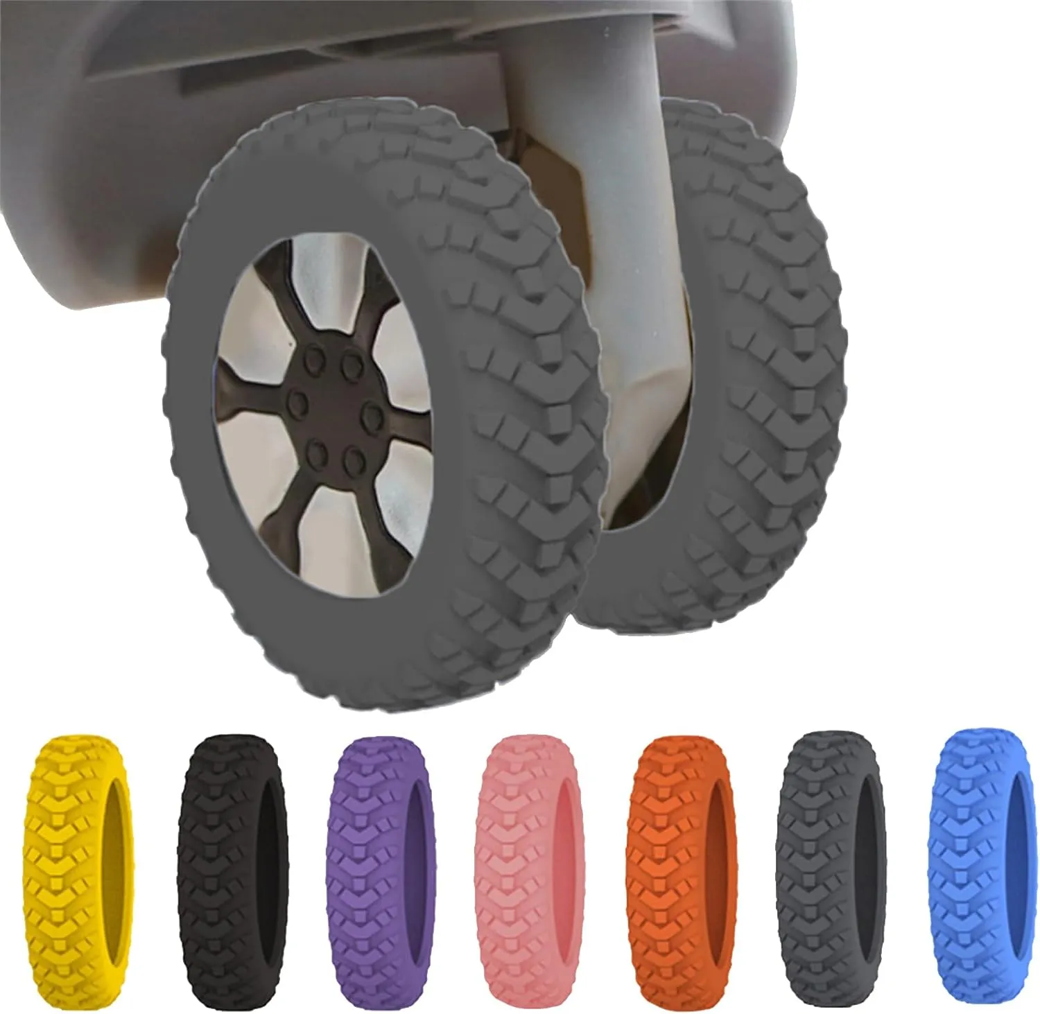New Luggage Protection Covers, 8Pcs Luggage Compartment Wheel Protection Cover, Shock-proof Carry on Luggage Wheels Cover, Luggage Wheels Silent Protection Cover (8Pcs Grey)