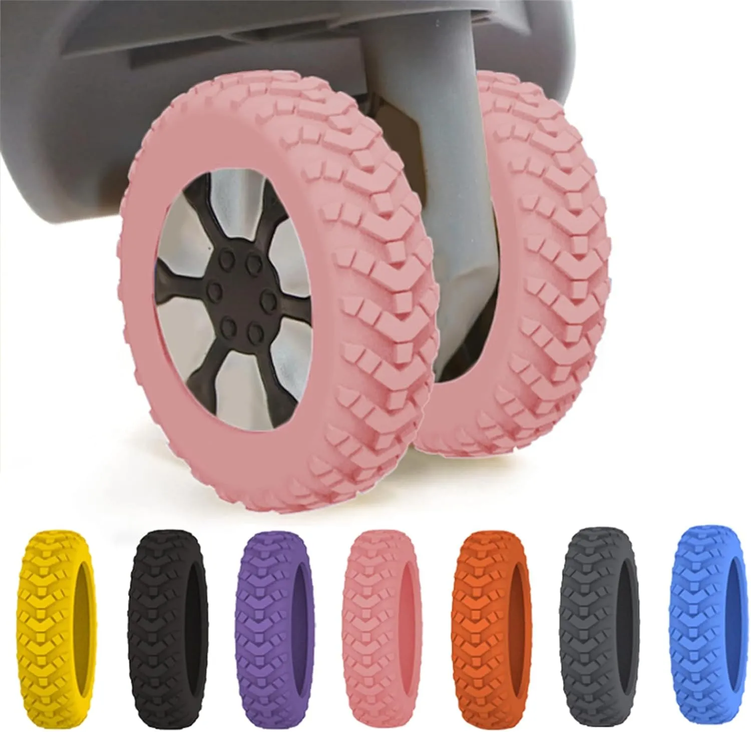 New Luggage Protection Covers, 8Pcs Luggage Compartment Wheel Protection Cover, Shock-proof Carry on Luggage Wheels Cover, Luggage Wheels Silent Protection Cover (8Pcs Pink)