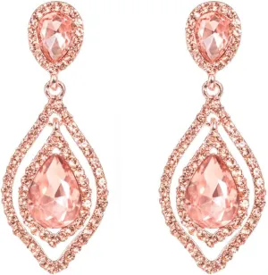 NLCAC Women Pear Shape Crystal Earrings Dangle Teardrop Rhinestone Chandelier Bridal Earring for Wedding