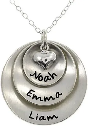 NOUMANDA Lucky Two Three or Four Personalized Round Custom Made Stainless Steel Pendant Necklace,Unique Charm with Names or Words of Your Choice