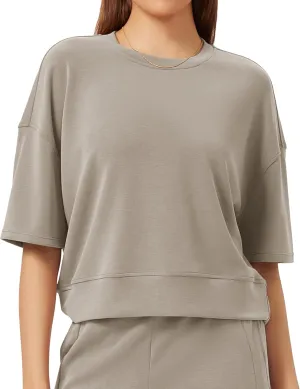 ODODOS Modal Soft Short Sleeve T-Shirts for Women Oversized Crew Neck Tee Relaxed Pullover Tops