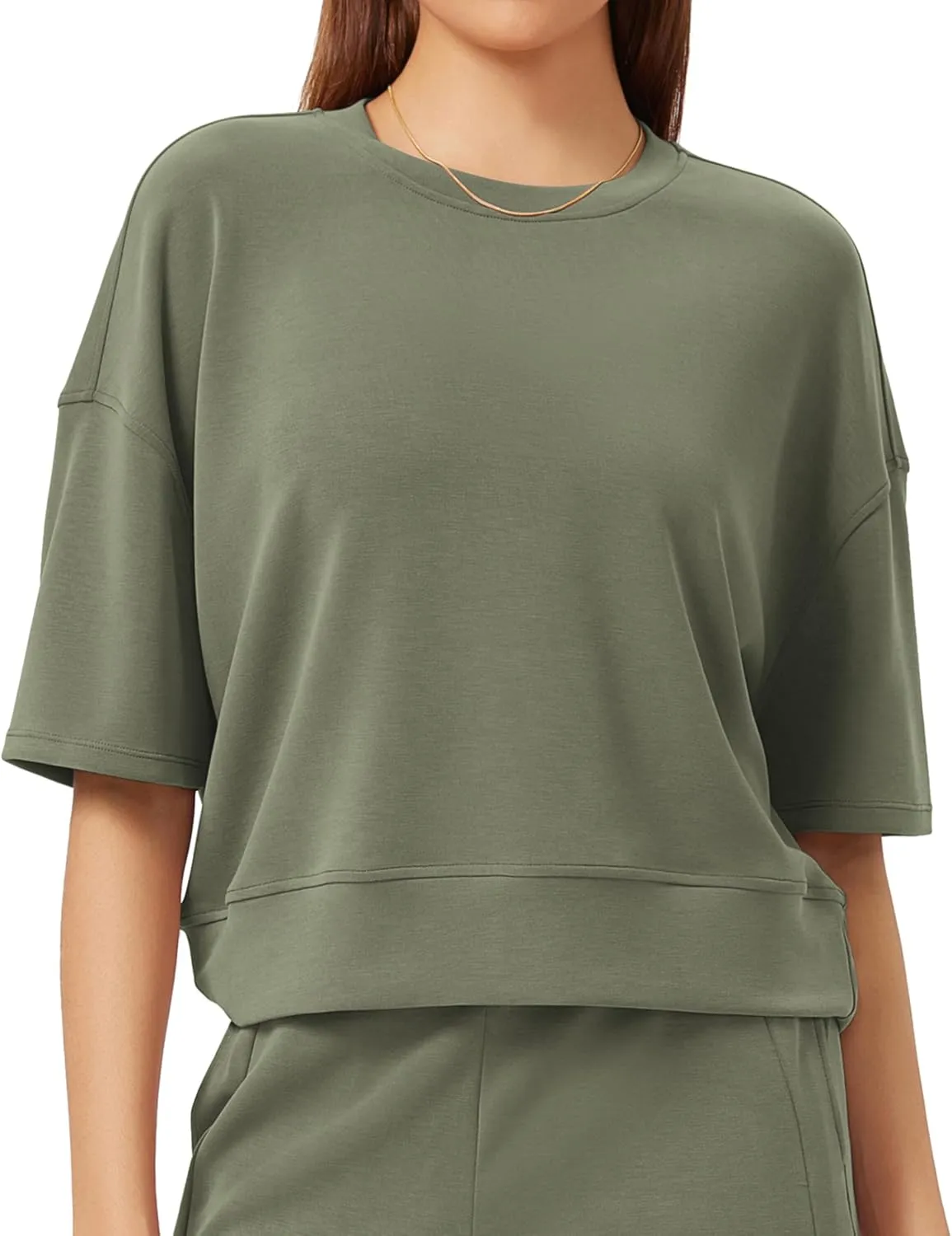 ODODOS Modal Soft Short Sleeve T-Shirts for Women Oversized Crew Neck Tee Relaxed Pullover Tops