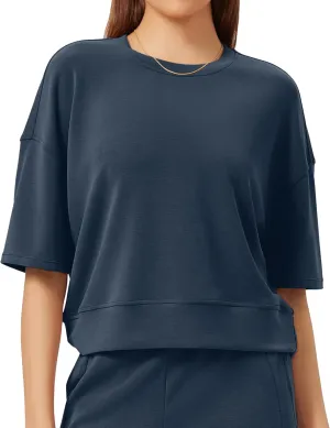 ODODOS Modal Soft Short Sleeve T-Shirts for Women Oversized Crew Neck Tee Relaxed Pullover Tops