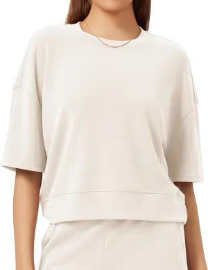 ODODOS Modal Soft Short Sleeve T-Shirts for Women Oversized Crew Neck Tee Relaxed Pullover Tops