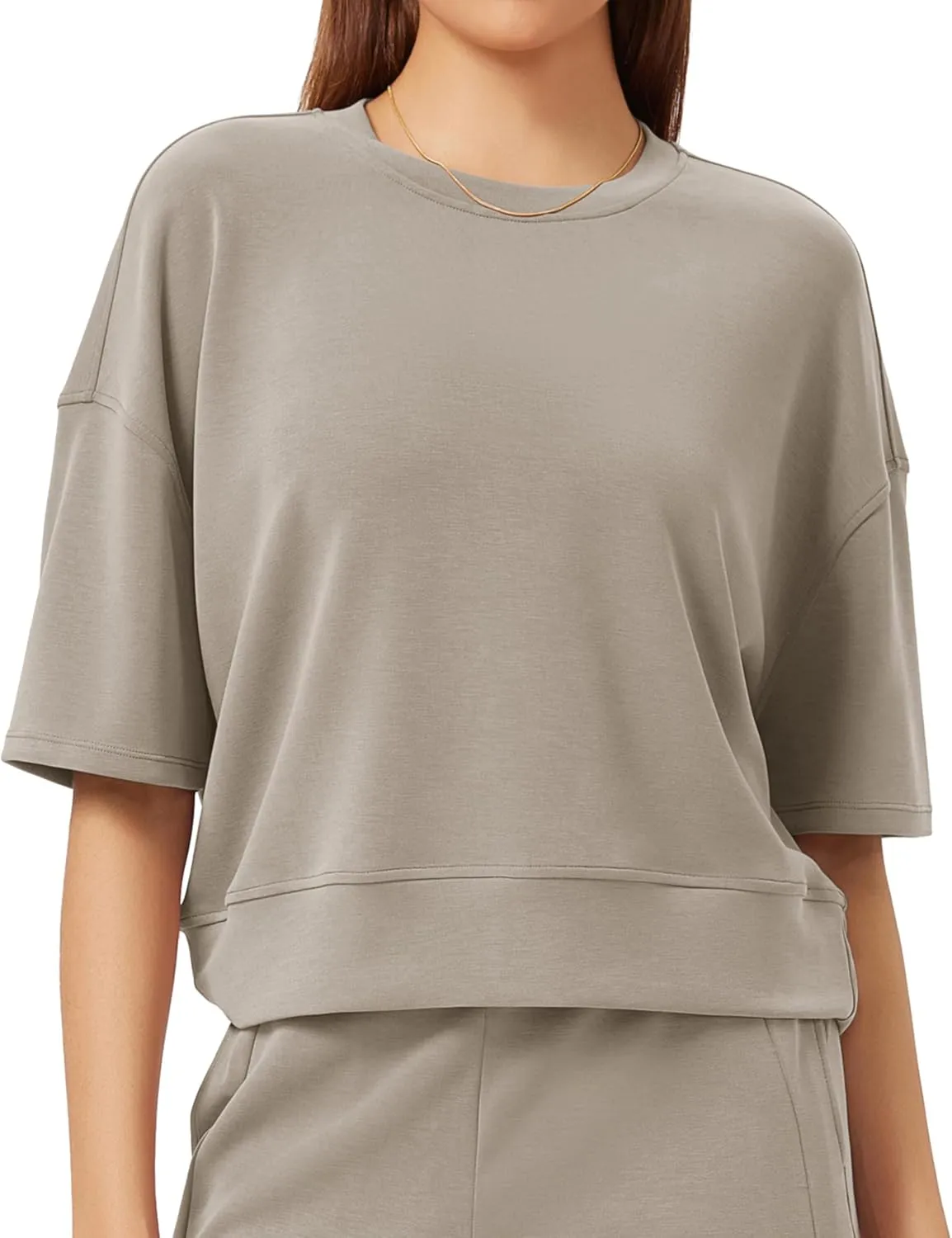 ODODOS Modal Soft Short Sleeve T-Shirts for Women Oversized Crew Neck Tee Relaxed Pullover Tops
