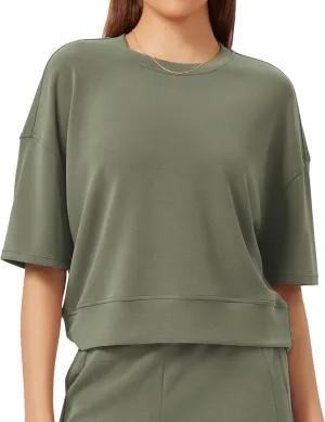 ODODOS Modal Soft Short Sleeve T-Shirts for Women Oversized Crew Neck Tee Relaxed Pullover Tops