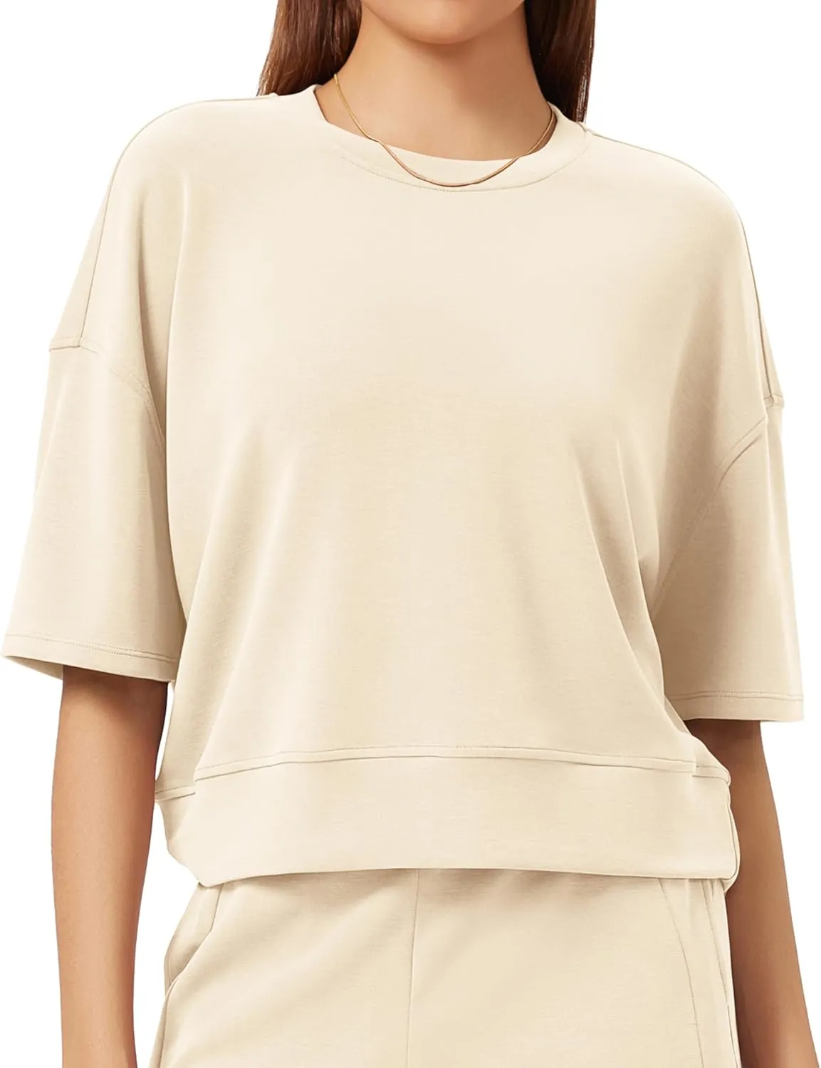 ODODOS Modal Soft Short Sleeve T-Shirts for Women Oversized Crew Neck Tee Relaxed Pullover Tops