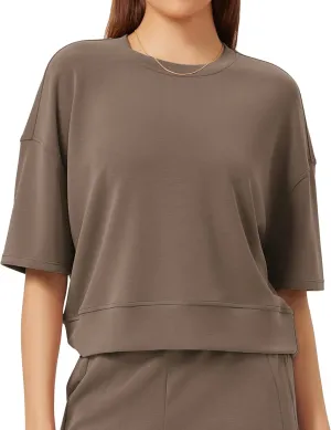ODODOS Modal Soft Short Sleeve T-Shirts for Women Oversized Crew Neck Tee Relaxed Pullover Tops