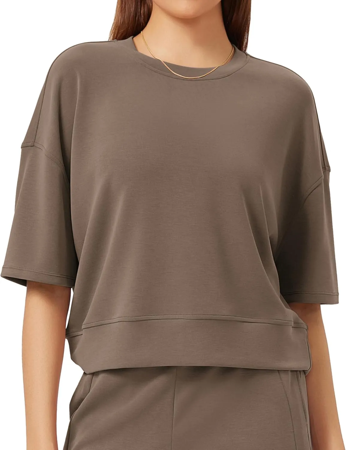 ODODOS Modal Soft Short Sleeve T-Shirts for Women Oversized Crew Neck Tee Relaxed Pullover Tops