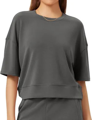 ODODOS Modal Soft Short Sleeve T-Shirts for Women Oversized Crew Neck Tee Relaxed Pullover Tops